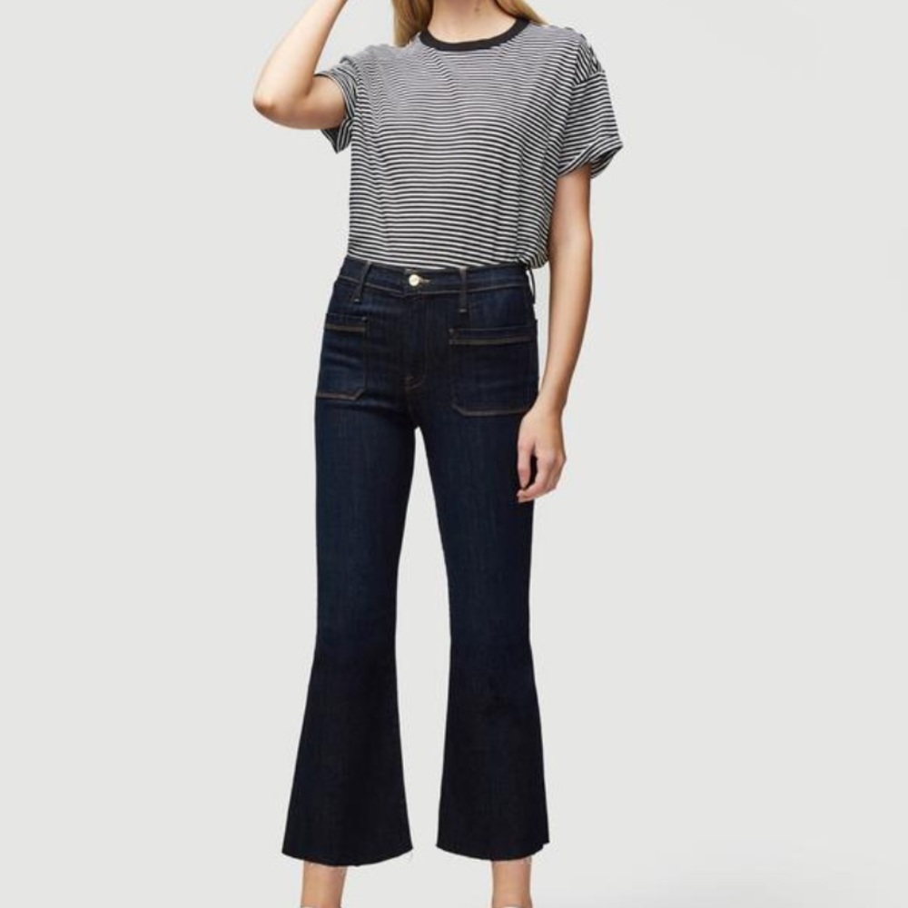 Le Bardot Crop Flare Raw Edge Sutherland